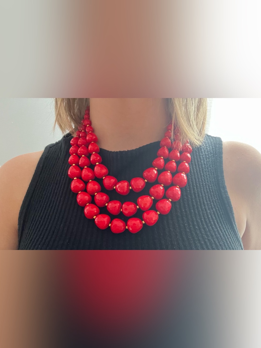 Chunky Red Layered Necklace